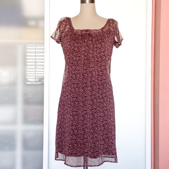 Mossimo Target maroon print shift dress size small - Picture 2 of 13
